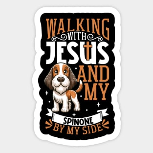 Jesus and dog - Spinone Italiano Sticker